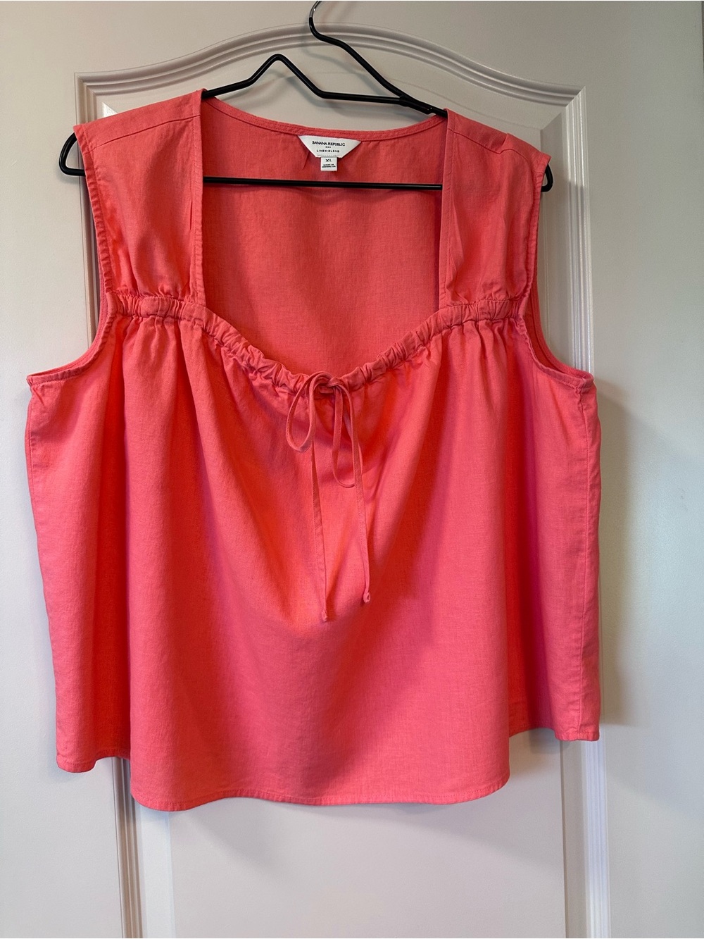 Banana Republic Factory Coral Sleeveless Tie-Front Top